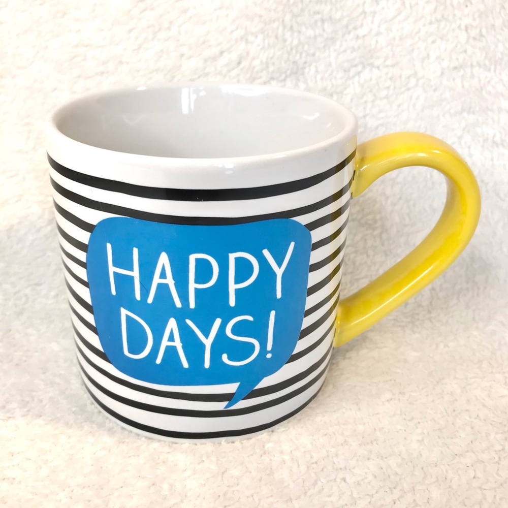 Happy Days! colour-block striped mug speech bubble Happy Jackson